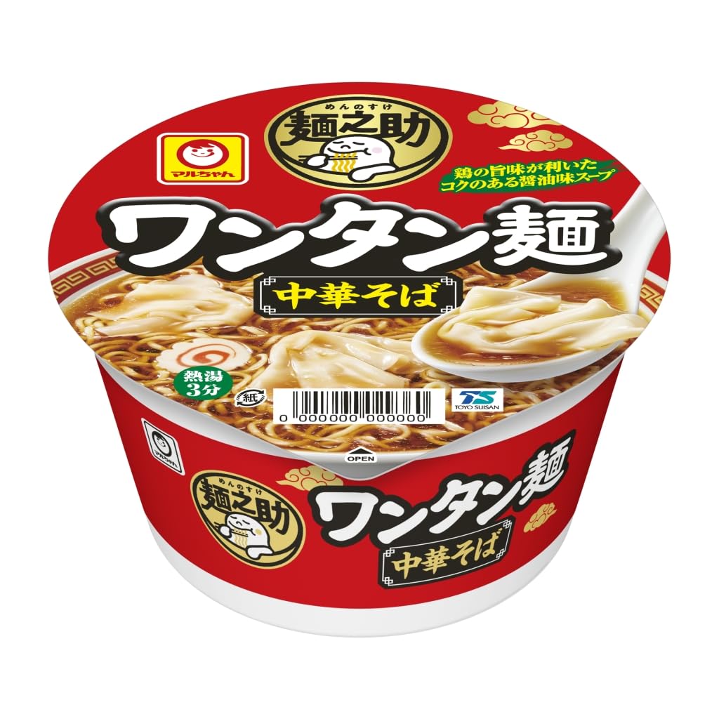マルちゃん 麺之助 ワンタン麺 中華そば 91g×12個 (カップラーメン/カップ麺) 即席 中華蕎麦 (鶏の旨味/コクのある醤油味スープ) インスタントラーメン ワンタン 東洋水産