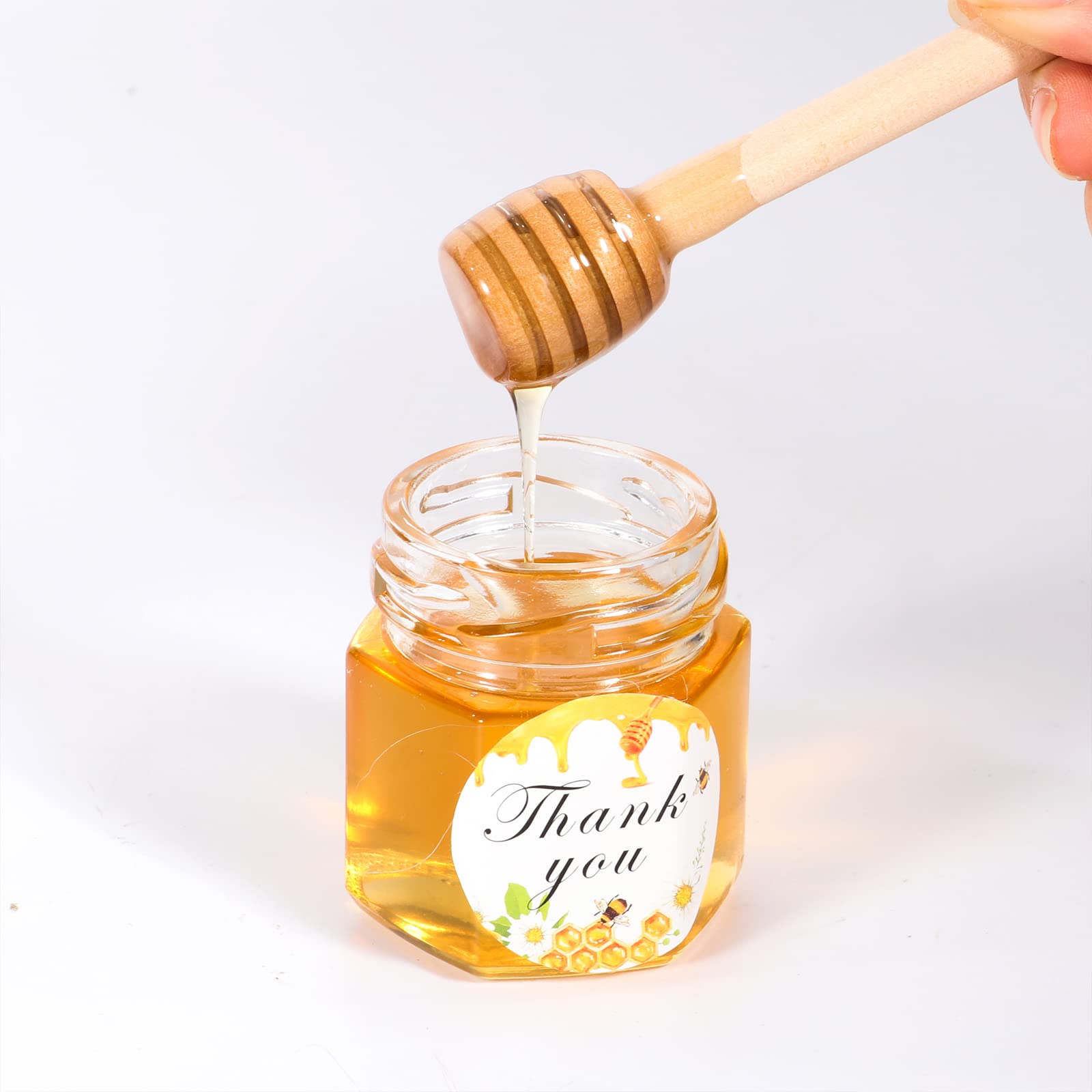 Mini Honey Jars - 30 Pack with Spoons & Stickers -7