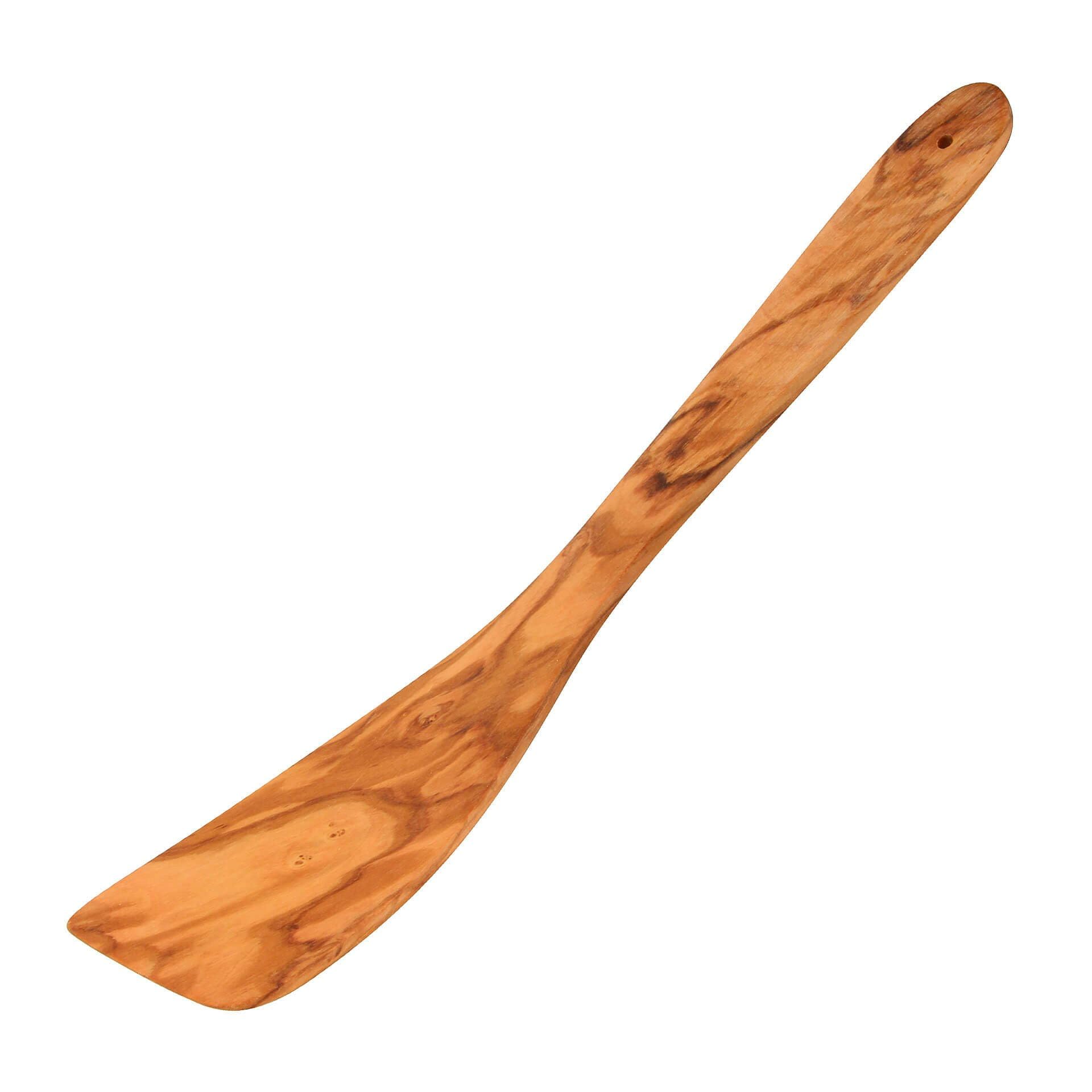Fackelmann OLIVE Pfannenwender 30 cm – Eleganter Holzwender aus Olivenholz mit Einzigartiger Maserung, Spülmaschinenfest, Braun