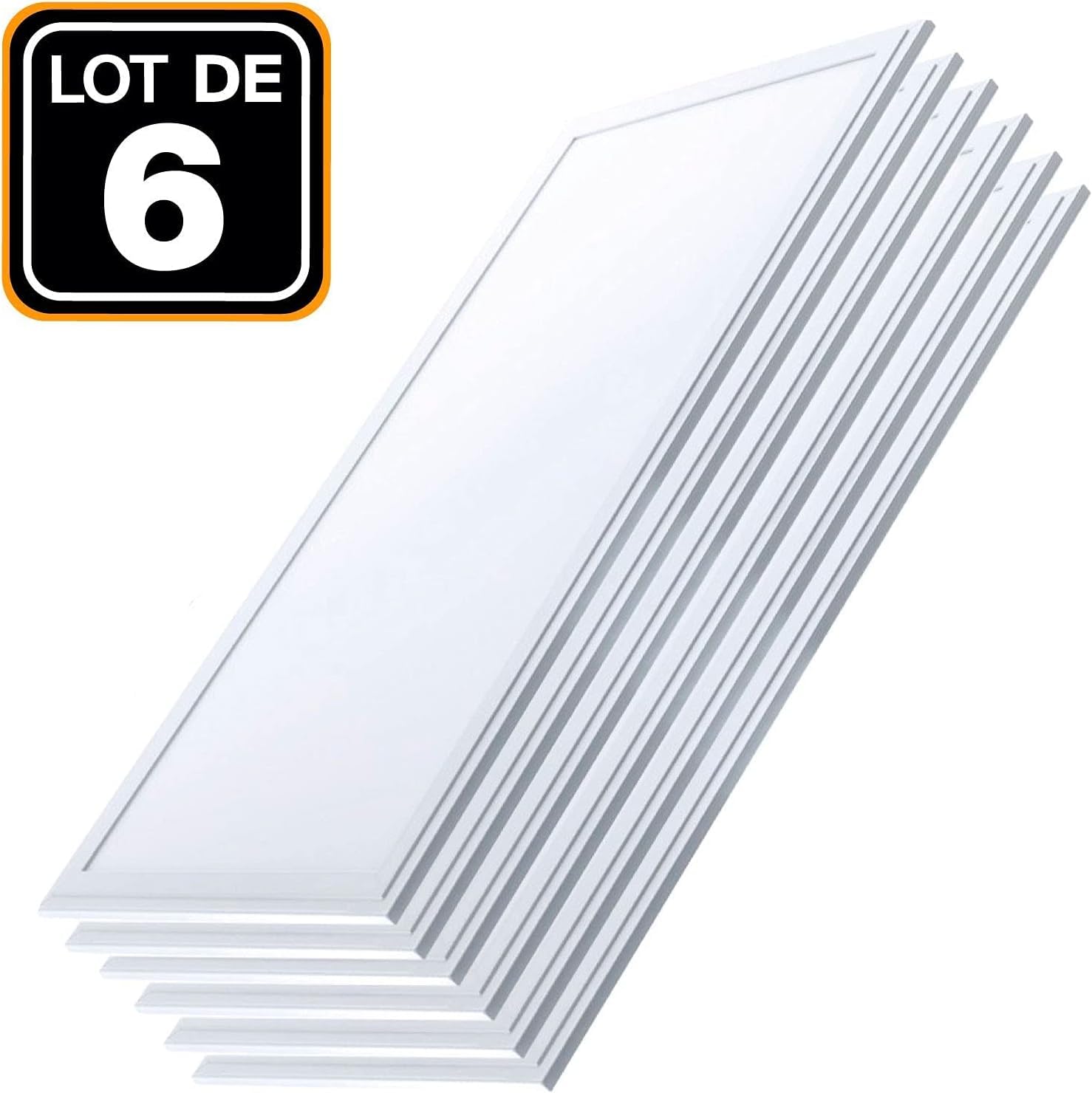 Europalamp - 6 Dalles LED 120x30 cm 40W - Lumière Blanc Froid 6000k 3600Lm Haute Luminosité - Diffuseur Réducteur d'Éblouissement et d'Inconfort - Adaptation aux Faux Plafonds Sans Modification