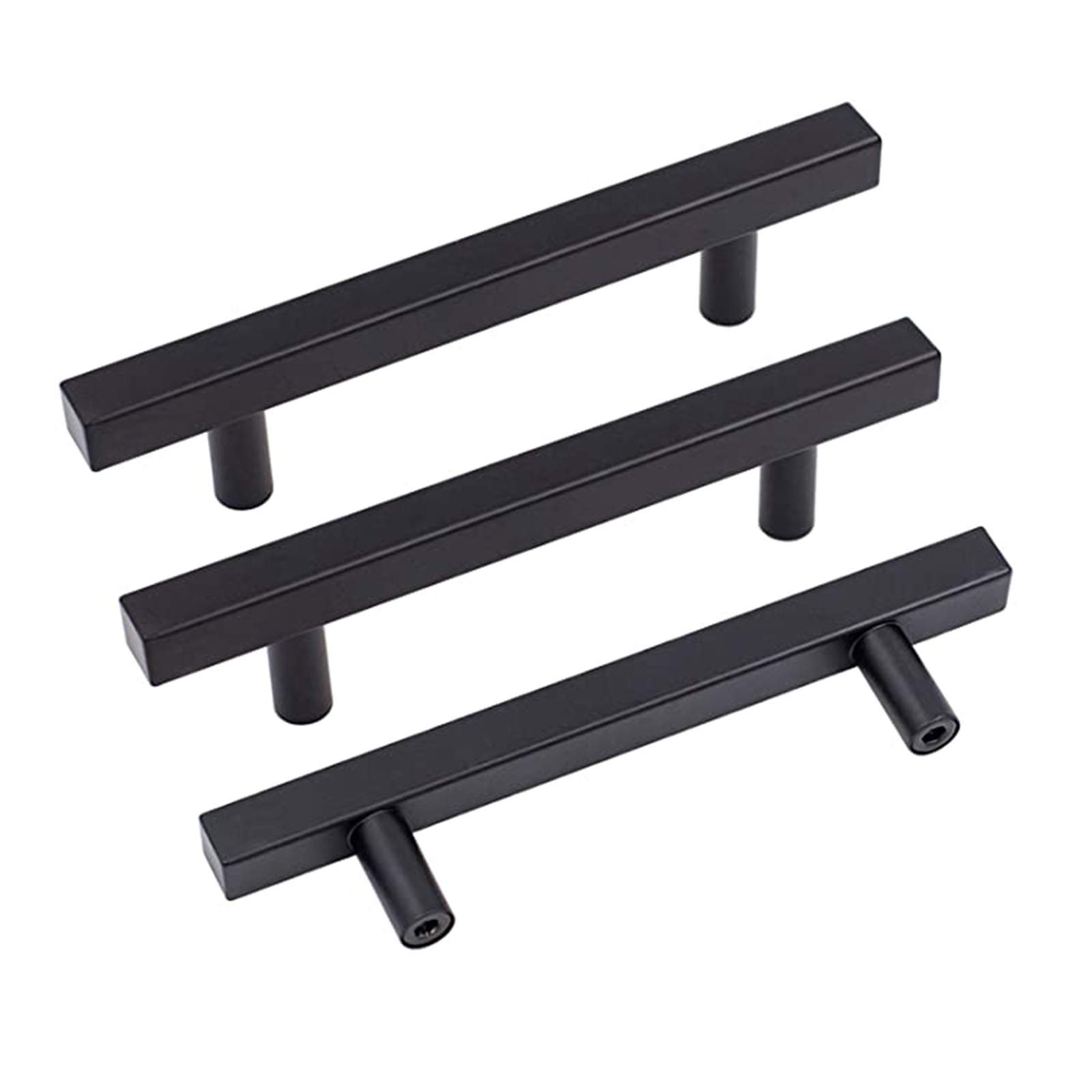 Goldenwarm 10 Pack Black Cabinet Handles 3-3/4"(96mm) Matte Black Cabinet Pulls T Bar Drawer Pulls for Kitchen Cupboard & Drawer Hardware