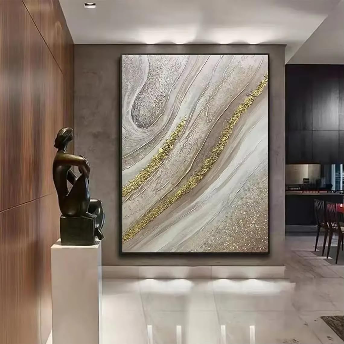 awtrhfc Beige Abstract Wall Art Black and Beige Painting Earth Tone Wall Art Prints Ideal(50x70cm(20x28in)/No frame)