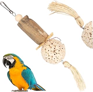 Natural Bird Toys, Fun Interactive Hanging Foraging Toys for Parrots, Parakeets, Parrotlets & Cockatiels, Bird Foraging to Relieve Boredom