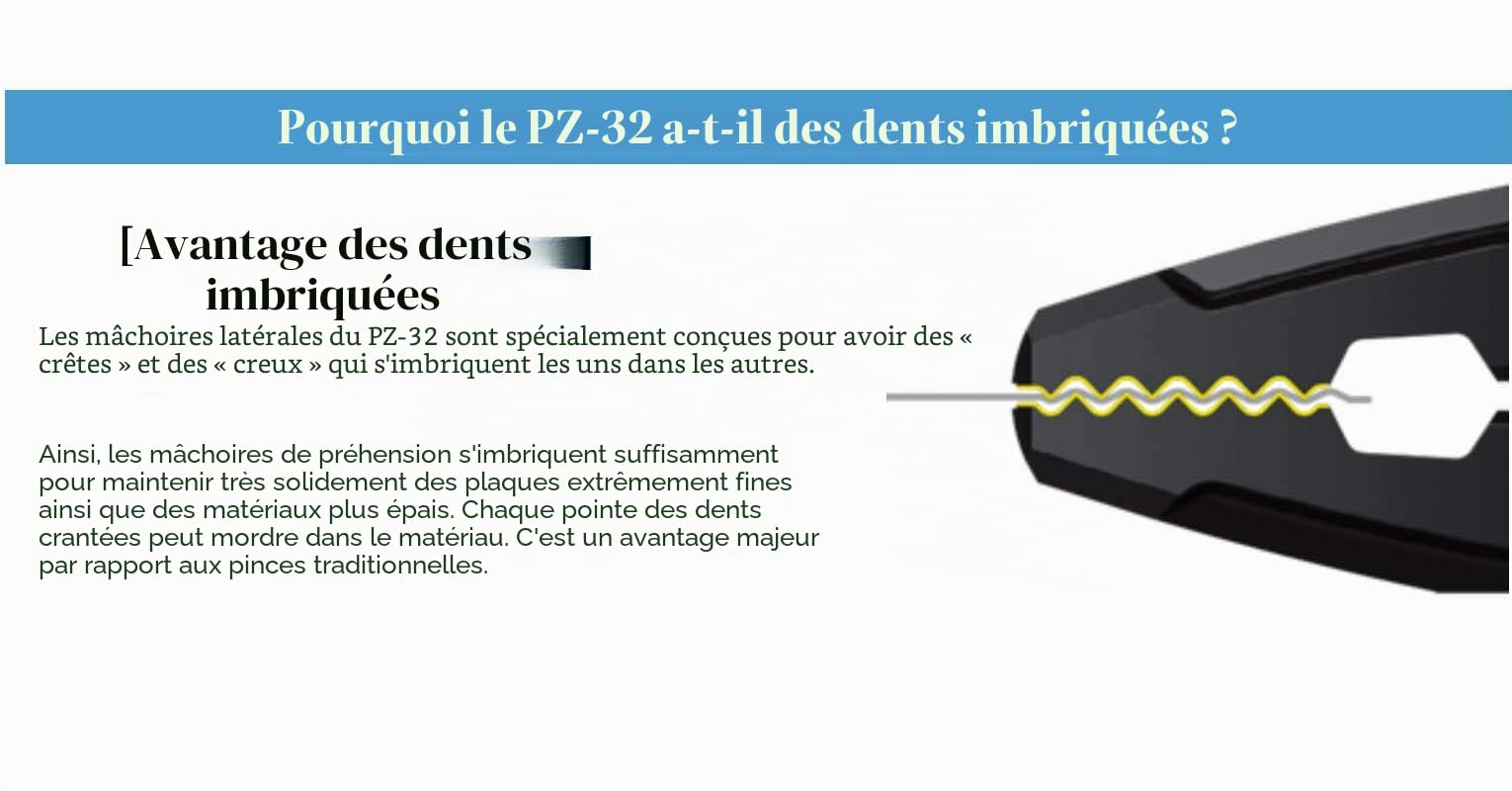 Pince à vis (enlève les vis endommagées rapidement/facilement), multifonction - dents de mâchoire entrelacées, revêtement oxyde noir, poignées vert sauge. Engineer pz-32 JS neji-saurus