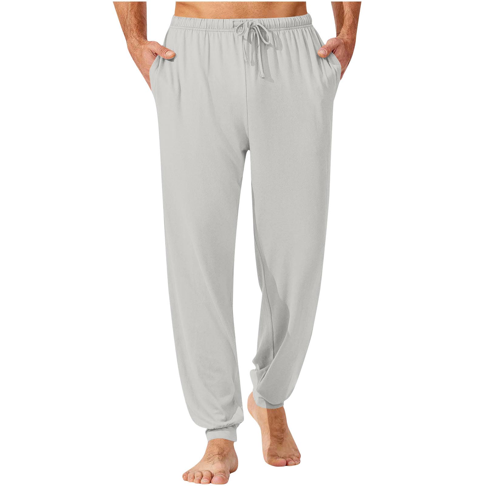 Mens Sweatpants Joggers Drawstring Elastic Waist Sweat Pants Tapered Pajama Pants Lounge Gym Run Workout Pants