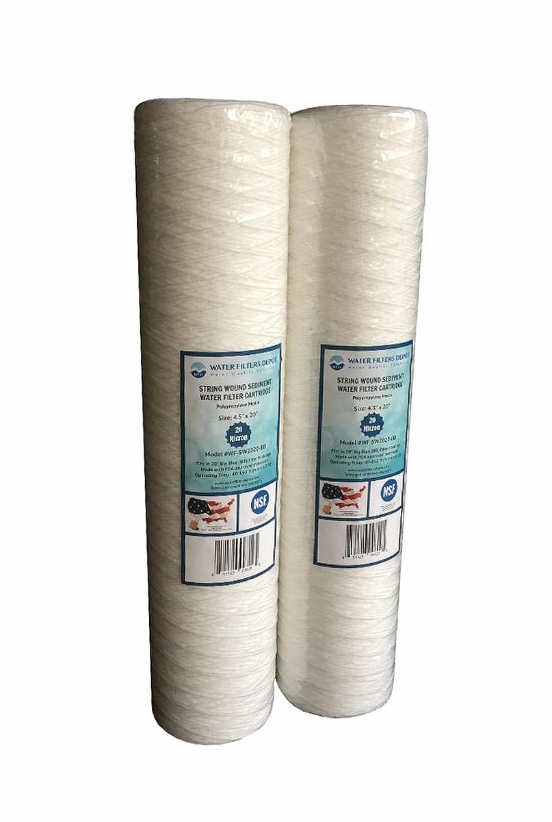 Wasser Filter Depot (WFD) wf-sw2020-bb 11,4 x 50,8 cm String Wound Sediment Wasserfilter Kartusche durch, passen in 50,8 cm Big blau (BB) Gehäuse der Filtration Systems (20 Mikron) 20 Micron