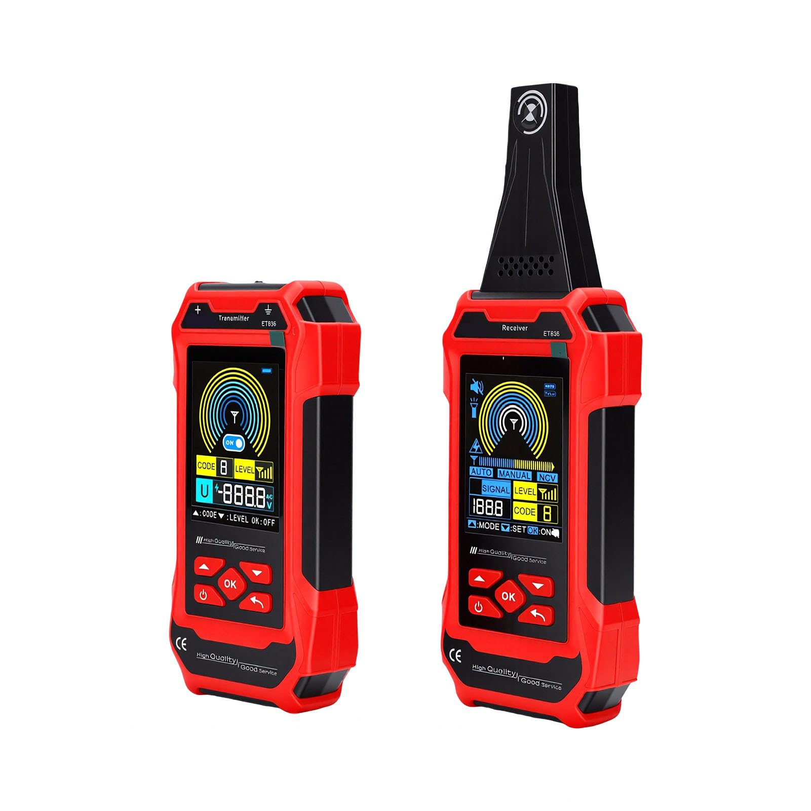 Eujgoov Localizador de Cables ET836, Detector de Cables 125kHz, Rastreador de Señales Subterráneas para Pared, Localizador de Roturas y Cortocircuitos, Probador de Tensión NCV con