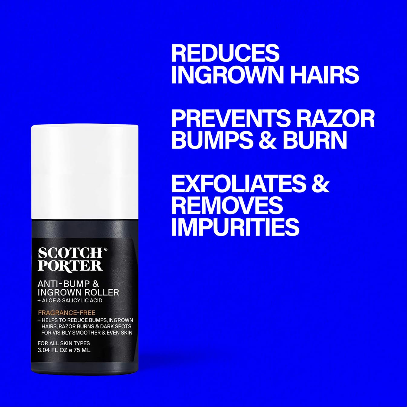 Scotch Porter Anti-Bump & Ingrown Roller for Men – Treats Razor Bumps & Ingrown Hairs with Aloe Vera & Salicylic Acid – For Smooth, Balanced Skin – 3.04 oz. - Image 3