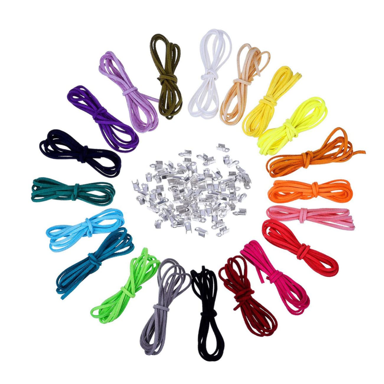 AUTSUPPL Create Your Own Jewelry 20 Pcs 3mm Faux Leather Cord 100 Cord Ends Ideal for DIY Bracelets Necklaces