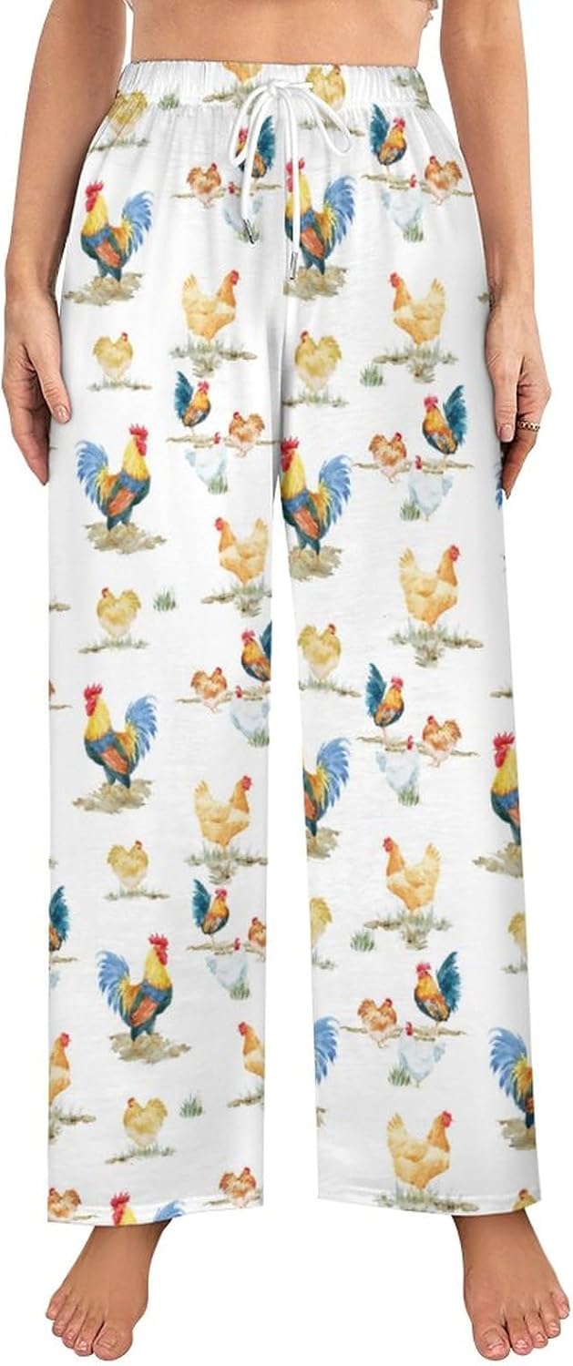 Chickens And A Rooster Women's Pajama Pants Sleepwear Wide Leg Lounge Pajama Bottoms Casual Loose M Size for Girl - Image 5