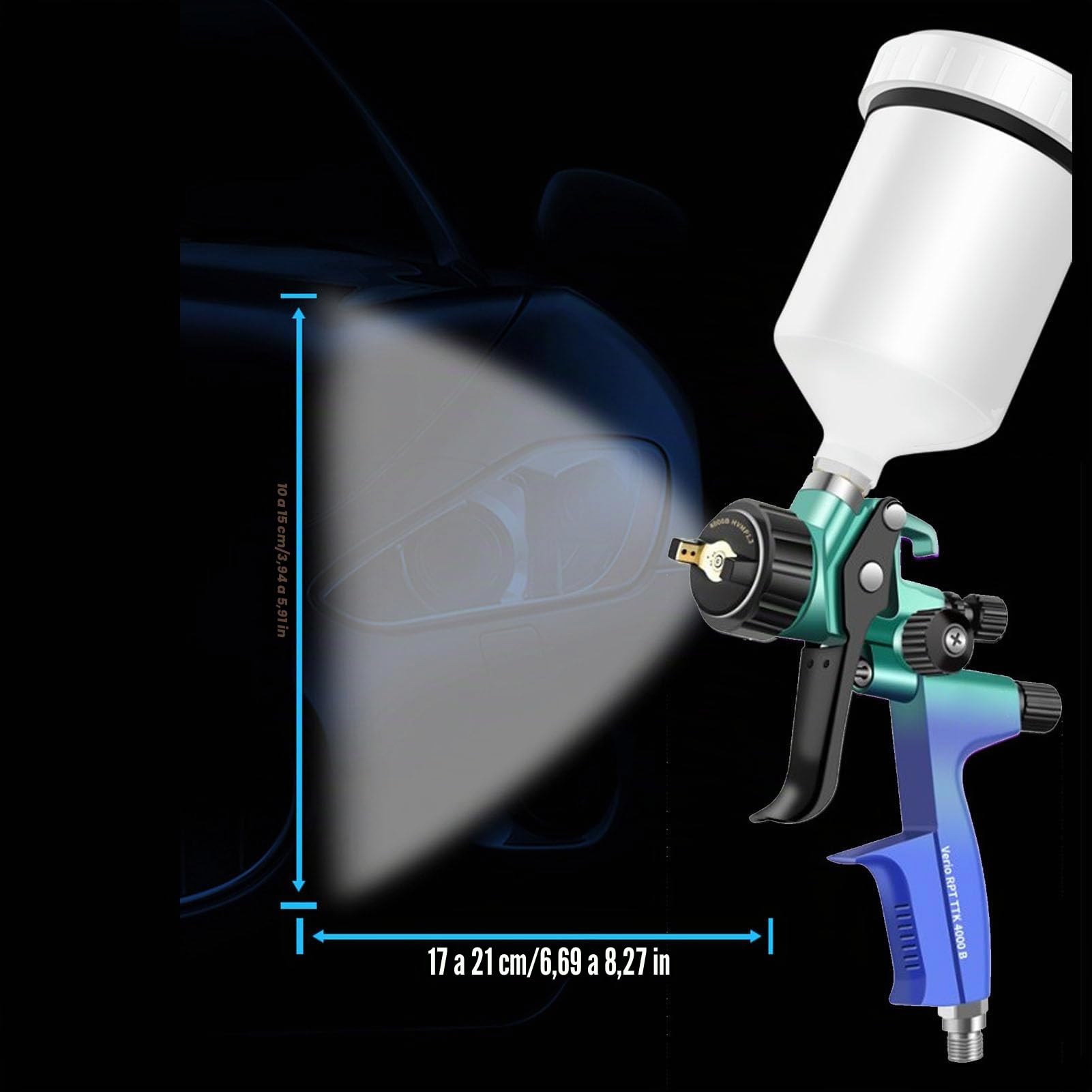 HVLP Pistola Verniciatura, Pistola Per Verniciare Spruzzatore Vernice Aerografo Con 600ml Coppa Ugello Da 1.3mm, Professionale HVLP Pistole Vernice A Spruzzo Per Auto E Superfici Di Mobili