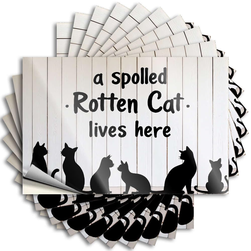 Fzfn Girls Colour Love Lettering Sticker Garage | A Spoiled Rotten Cat Lives Here. Happy Taupe Sticker Pack(6X9cm)