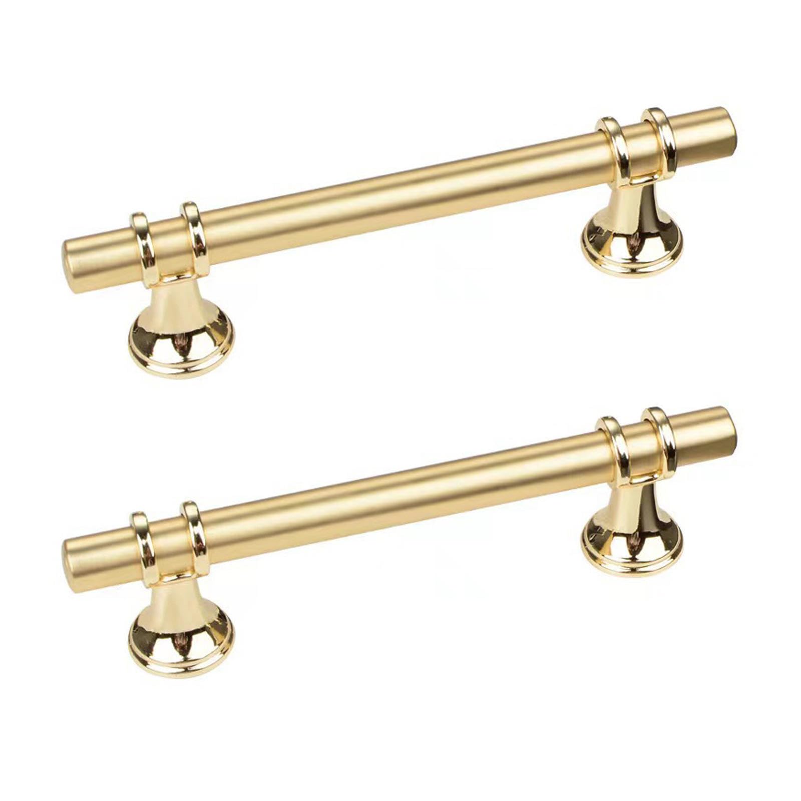 Tzyyao Gold 2 Pcs Kitchen Cupboard Handles,Cabinet Door Pulls Handles,Round T Bar Handle,96/128/160/192/320Mm Hole Center Handle,Aluminum Alloy Dresser Wardrobe Door Handles,Holecenters:96mm