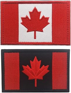 Canada Flag Morale Patch Tactical Embroidered Canadian Maple Leaf Sew On 2x3 National Military Emblem Morale Motorcycle Biker Hook Loop Patches for Travel Backpack Hats Jackets Team Uniform (Black Red -Set 2)