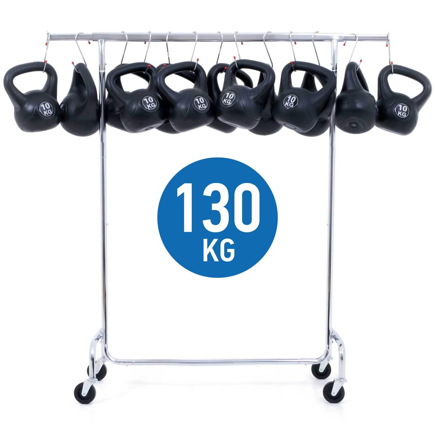 Tatkraft Didrik - Robusto Stand Appendiabiti su Ruote, Portata Fino a 130 kg, Realizzato in Acciaio Cromato