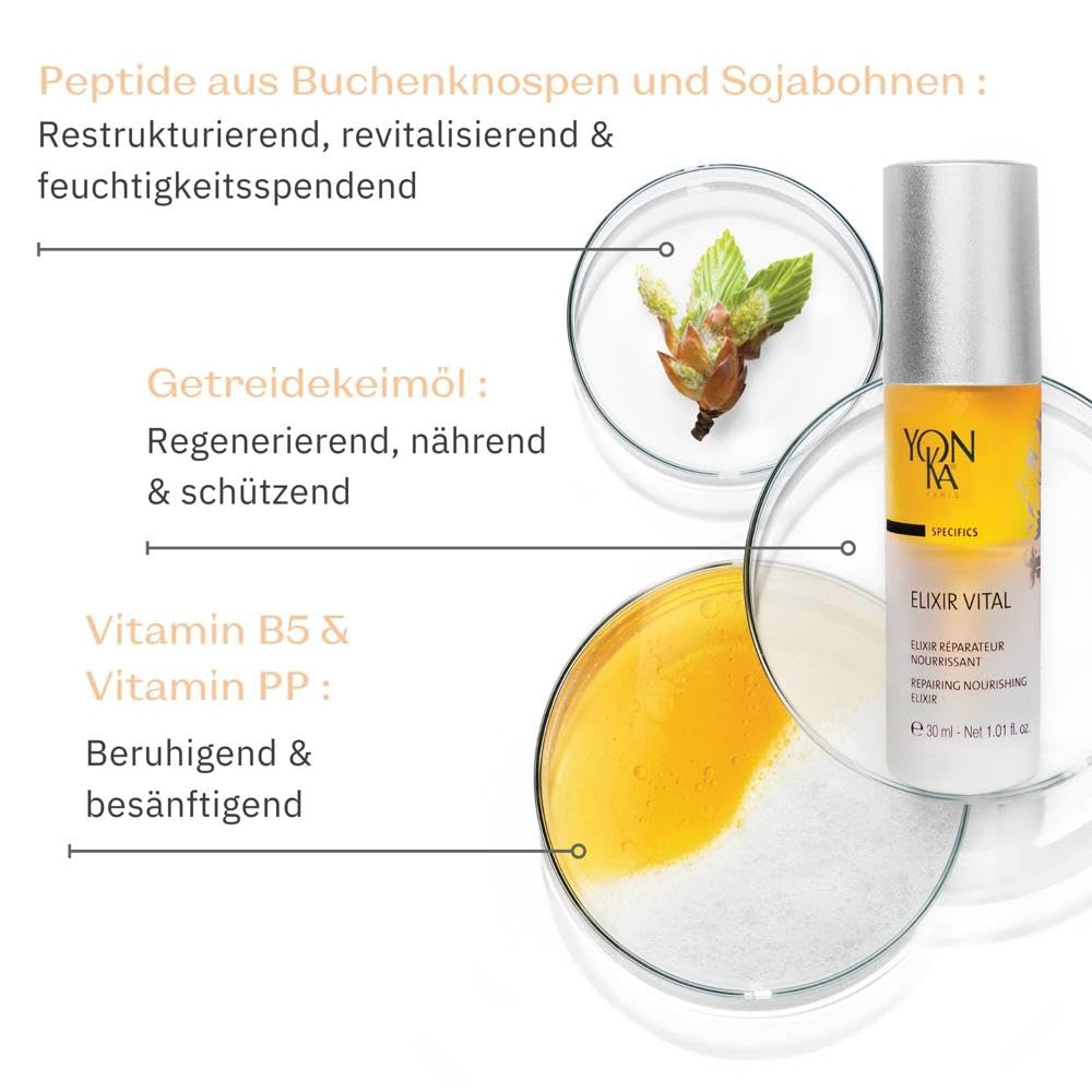 Yon-Ka Elixir Vital SOS Revitalisierendes Serum 30ml | Multi-regenerierende Behandlung für gestresste Haut | 92% natürliche Inhaltsstoffe, Vitamincocktail, 19 Aminosäuren