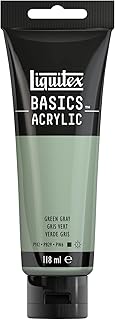 Liquitex 8870079 Basics - Peinture acrylique, peinture artistique monopigmentée, résistante à la lumière, qualité archive, finition satinée, tube de 118 ml - Gris Vert