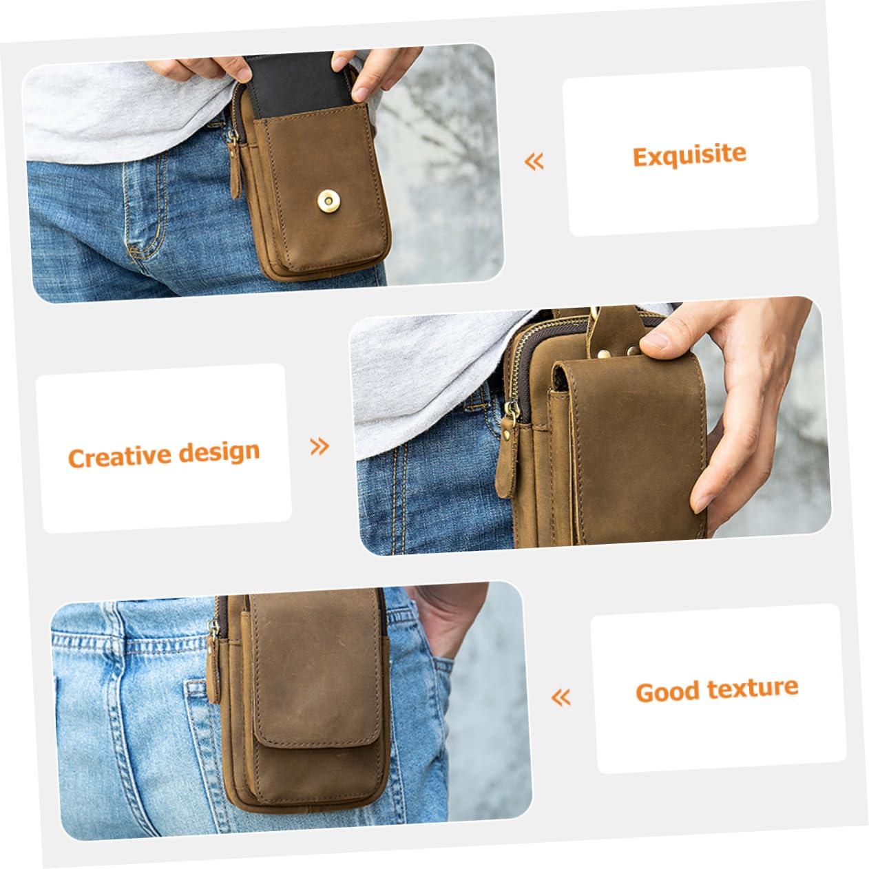 Pochette de Ceinture pour Téléphone Portable PU, Étui Tactique