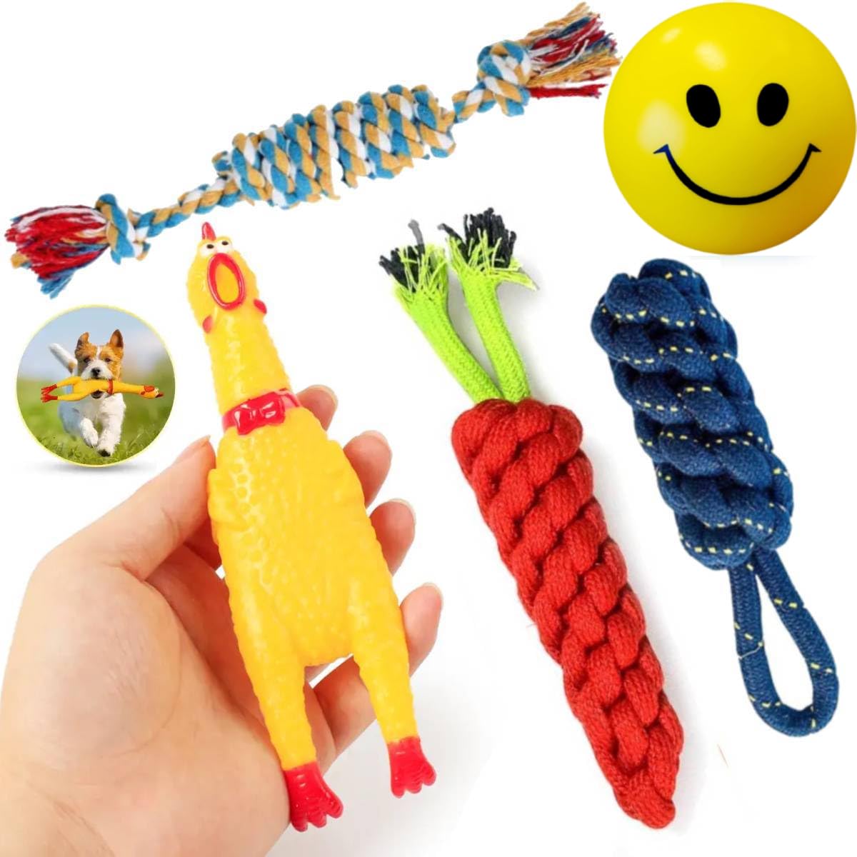PETZLUV Dog Ball & Puppies Toys Combo Pack – Durable Rubber Spike Ball, Squeaky Toy, Soft Foam Ball, and Interactive Chew Rope Toys – Perfect for Fetch, and Playtime (B0DFTWGSX7) Amazon Price History, Amazon Price Tracker