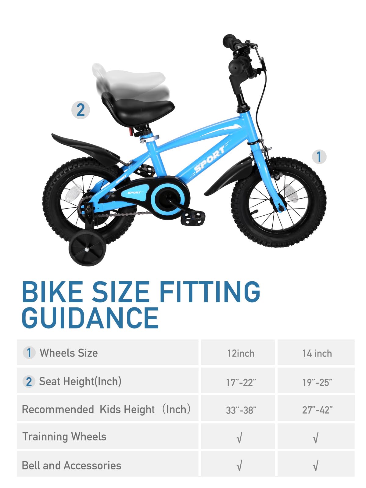 Kids Bike for Boys Girls 12 Inch Kid Bike with Removable Training Wheels Sturdy Frame Adjustable Seat Handbrake & Coaster Brake