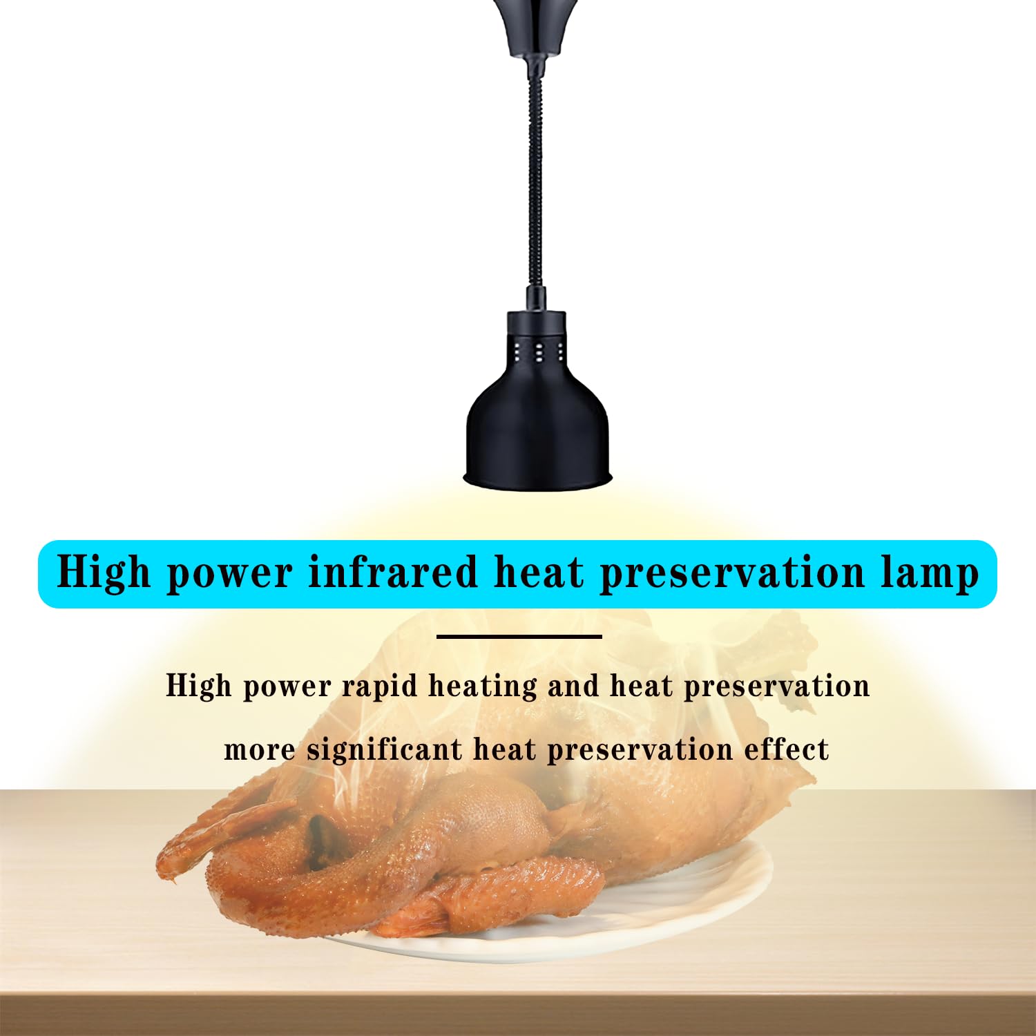 Lampada Riscaldante per Alimenti, Sospesa Lampade Scaldavivande Cucina Retrattili, 250W Lampade Riscaldanti per Cucina a Buffet per Ristoranti, Cucine, Hotel (19CM, 5 Pezzi)