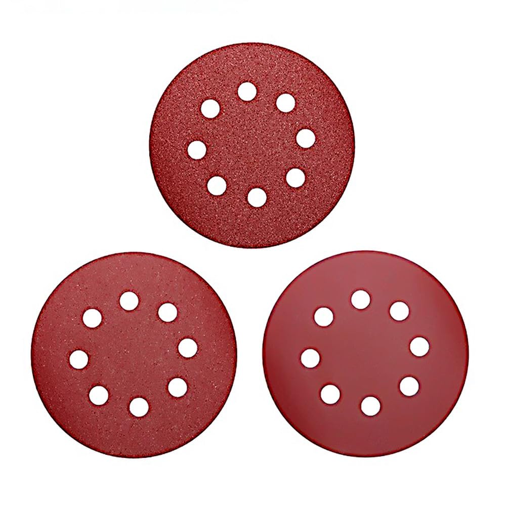 Dischi per schermo in carta abrasiva da 5 pollici 8 fori 125mm Lavorazione del legno Disco abrasivo per metalli Utensile per lucidatura abrasivo 40/60/80/100/120/2000Grit, 20 pezzi, 3000 grit
