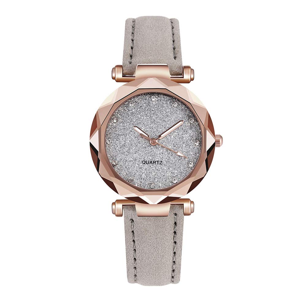 Mify Women's Grey Watch Waterproof Leather Quartz Watch Lady Girls Analog Watch