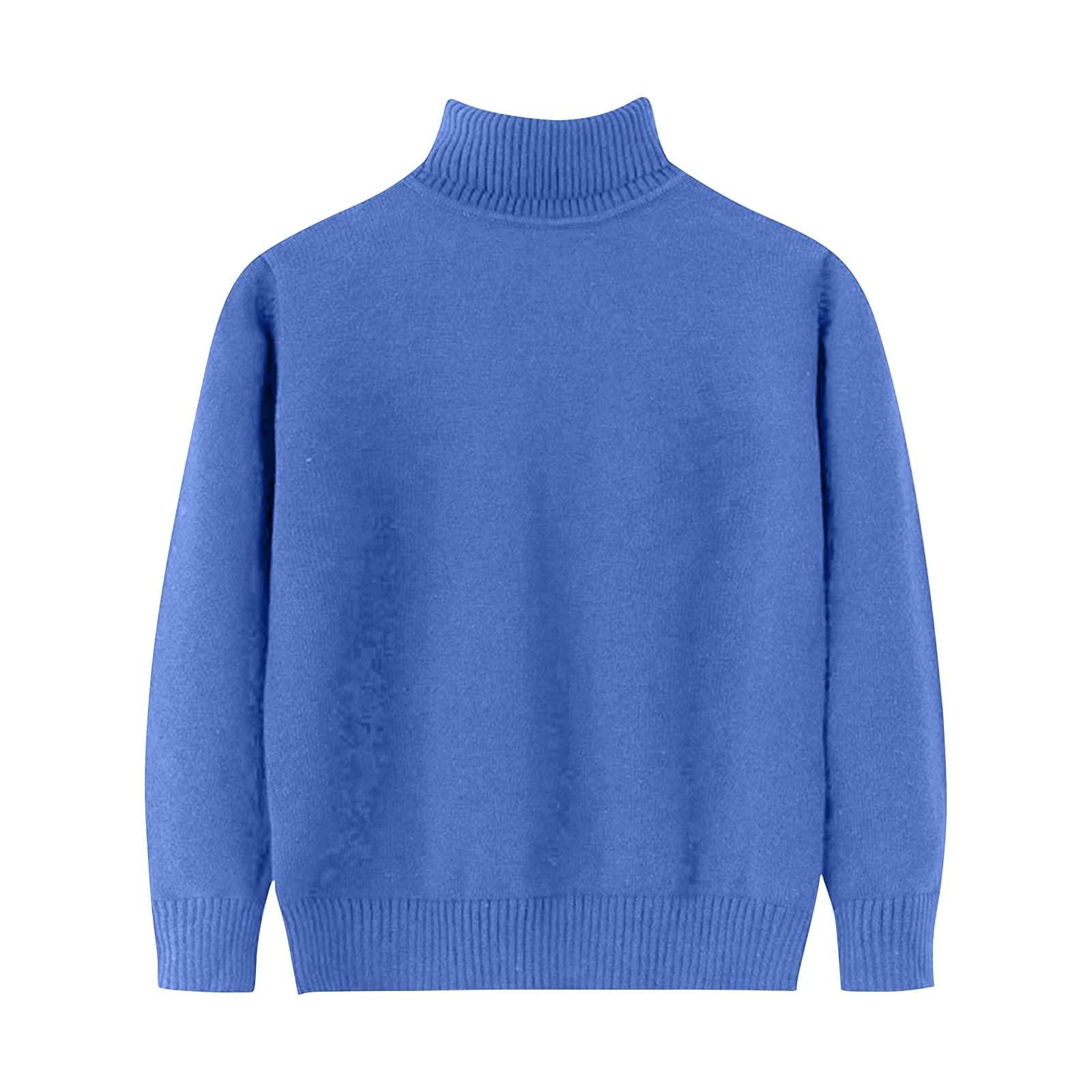 RNTOP Boys Girls Turtleneck Sweater Solid Color Knit Pullover Toddler Long Sleeve Sweatshirt Tops (BU2, 2-3 Years)