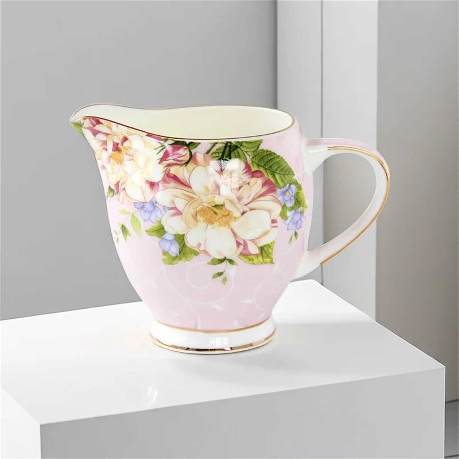 Tanque de leche de porcelana, accesorios de juego de té de la tarde, vasos, Latte Art, jarra, jarra de leche, 2 uds. Para café(Blue300ml)
