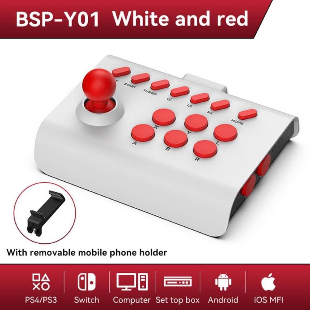 Genérico Universal Arcade Game Stick Joystick Controller For Switch PS4 PS3 Ultimate Pandora Box PC, for Android IOS Mobile Phone (negro rojo)