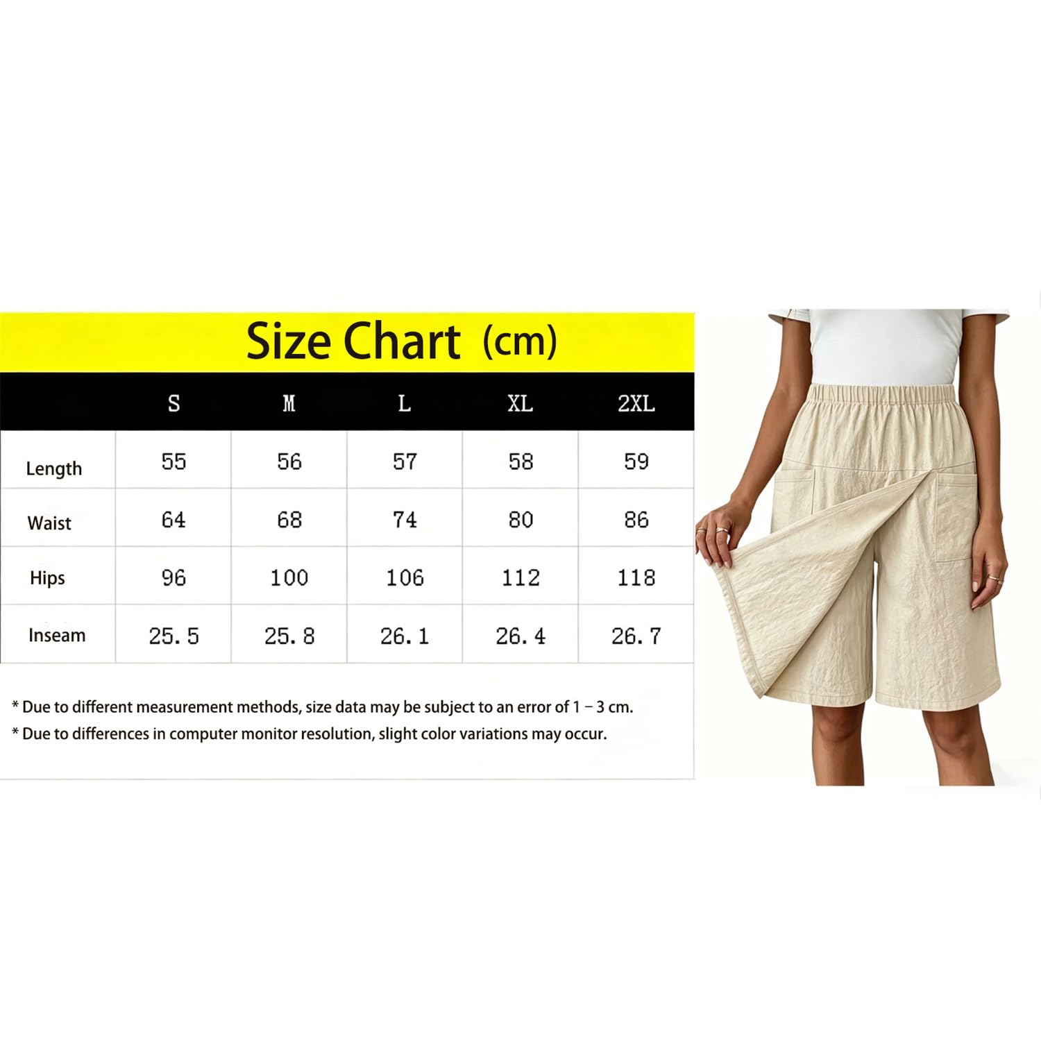 Gonna-Pantalone da Donna Casual con Vita Elastica e Design a Portafoglio – Shorts Estivi con Tasche, Leggeri, al Ginocchio, a Vita Alta e vestibilità Morbida