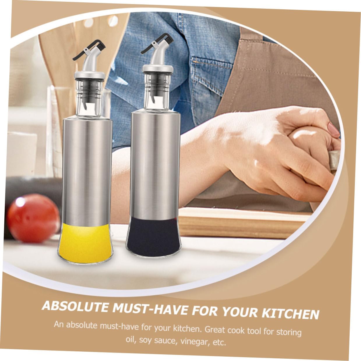 Botellas de Condimentos de Acero Inoxidable y Vidrio Dispensador de Aceite y Vinagre con Capacidad Diseño Ergonómico y Sellado Anti-goteo para Cocina y Barbacoa