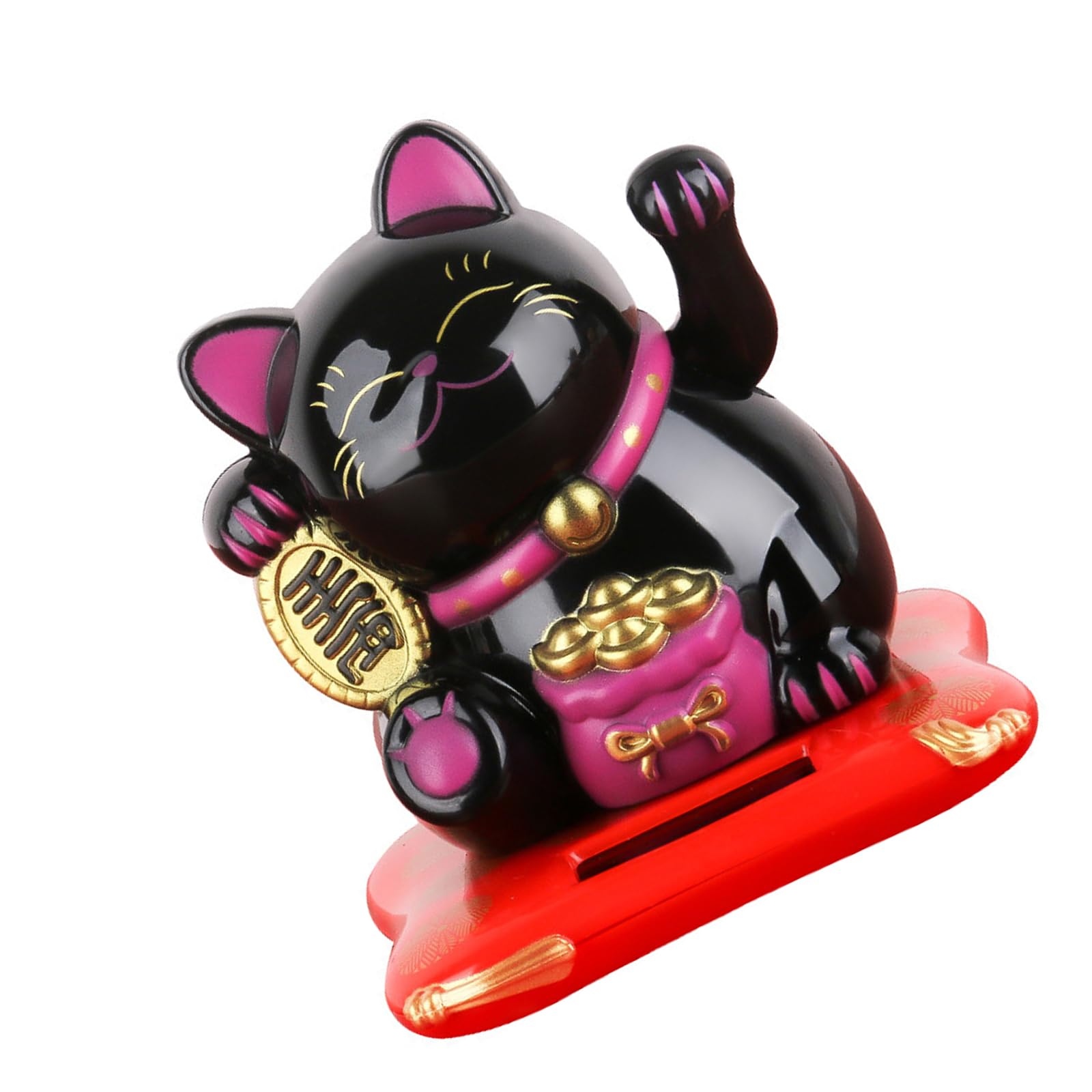 HDOYTXXM Maneki Neko Car Deck with Solar Charging Denial Battery Required Japanese Wealth Puss Auto Display Addition for Telecommute Battery Complimentary Solar Successful Puss Display Deck