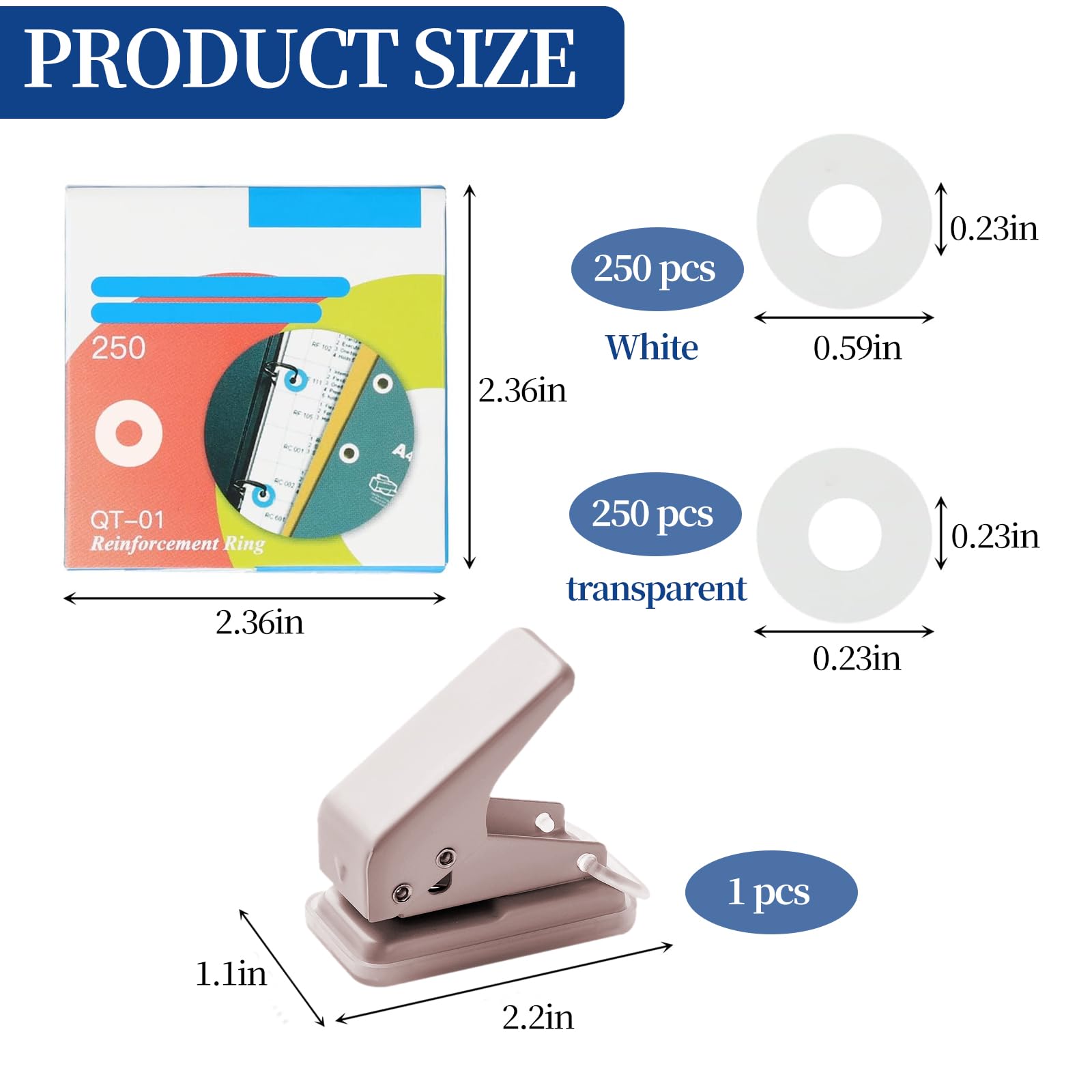 PLATEYTR Perforationsset 501 Teile - Locher Mit 500 Verstärkungsaufklebern Für Büro