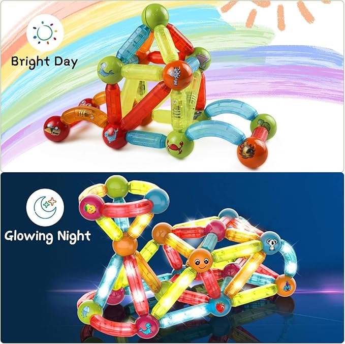 Image of 52PCs Constructions Building Blocks Set Toys for Kids 3+| LED 3D Lights Sticks & Balls Steam Toy Playset for Boys and Girls Birthday Gifts for Children Decor | Education Items Fun Activity Toy