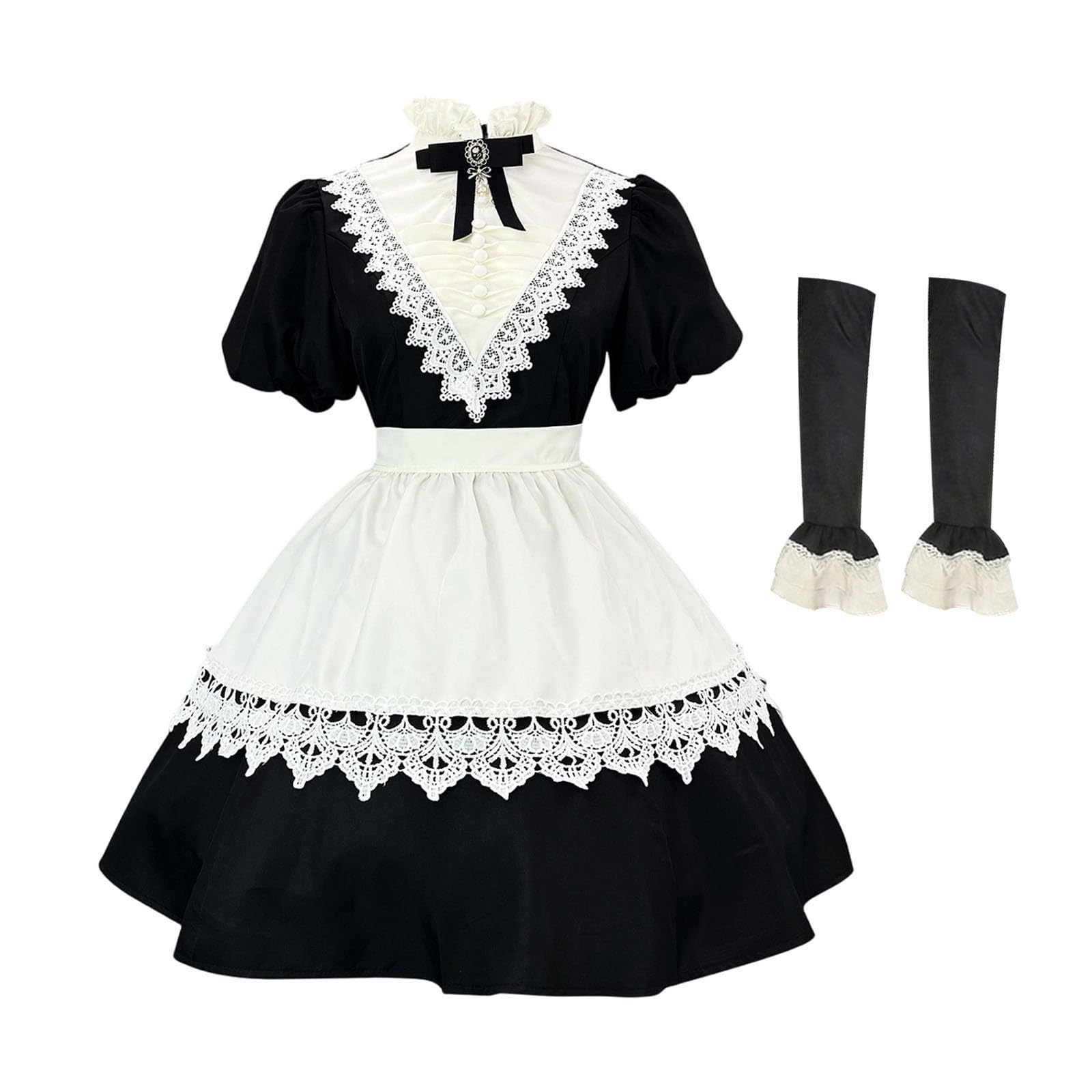 Gothic-Lolita-Kleid Für Damen Mittelalter Kostüm Damen Cosplay | Gothic Für Halloween Cosplay Kostüm Dienstmädchen Kostüm Lolita Dress Lolita Faschingskostüm Anime French Maid Dress
