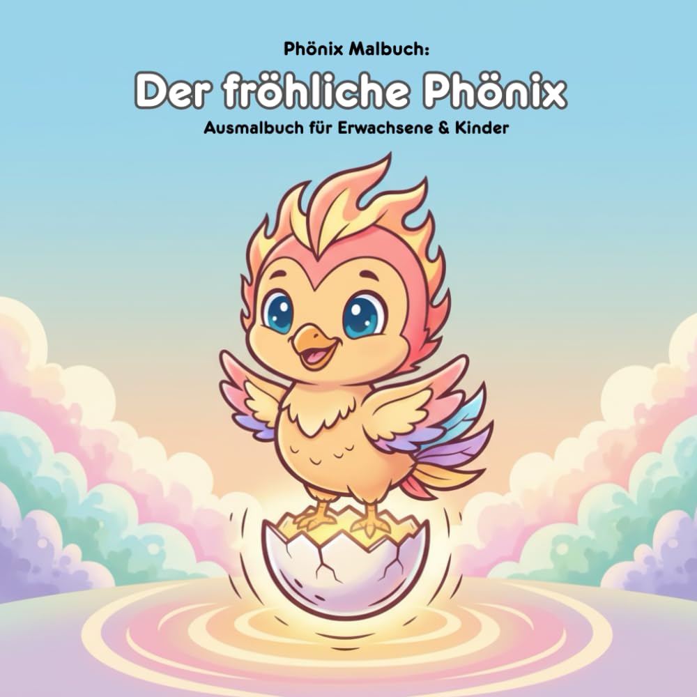 Der fröhliche Phönix: Geschichte & Malbuch: Für Erwachsene & Kinder - 36 Ausmalbilder im Großformat (21.59 x 21.59 cm) - Große Motive für kleine Künstler