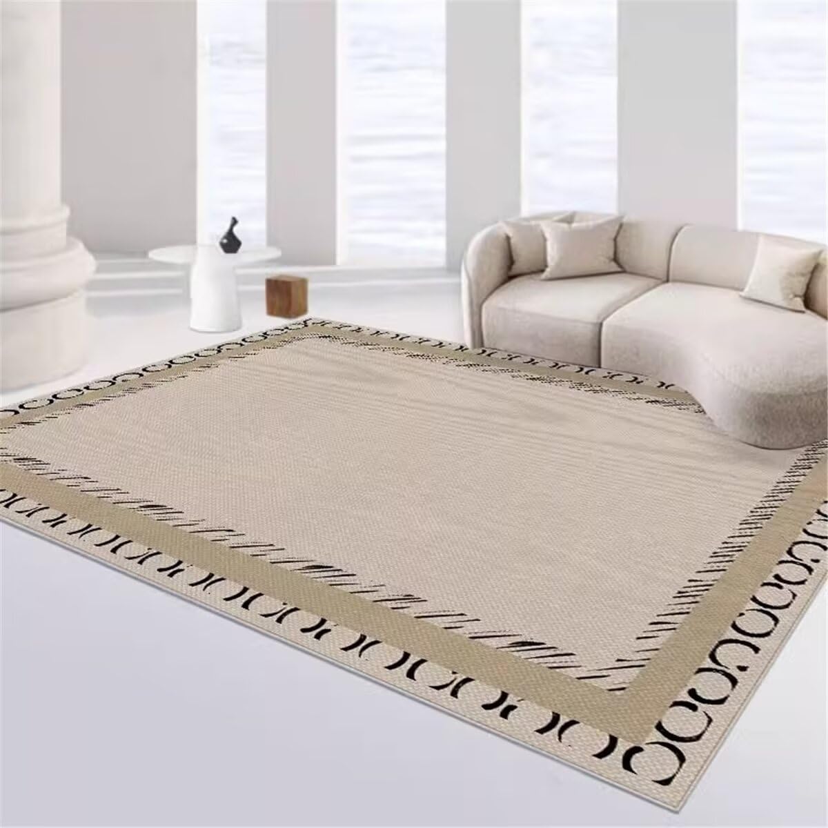 Tapis d'entrée intérieur 70x140cm gris et noir pour salon et chambre