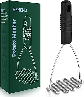 Beneno Stainless Steel Wire Potato Masher, Heavy Duty Sturdy Easy Grip Masher Kitchen Tools with Non-Slip Soft Rubber Handle, Effortless Mashing Tool for Potatoes, Avocados, Dishwasher Safe, Rustproof