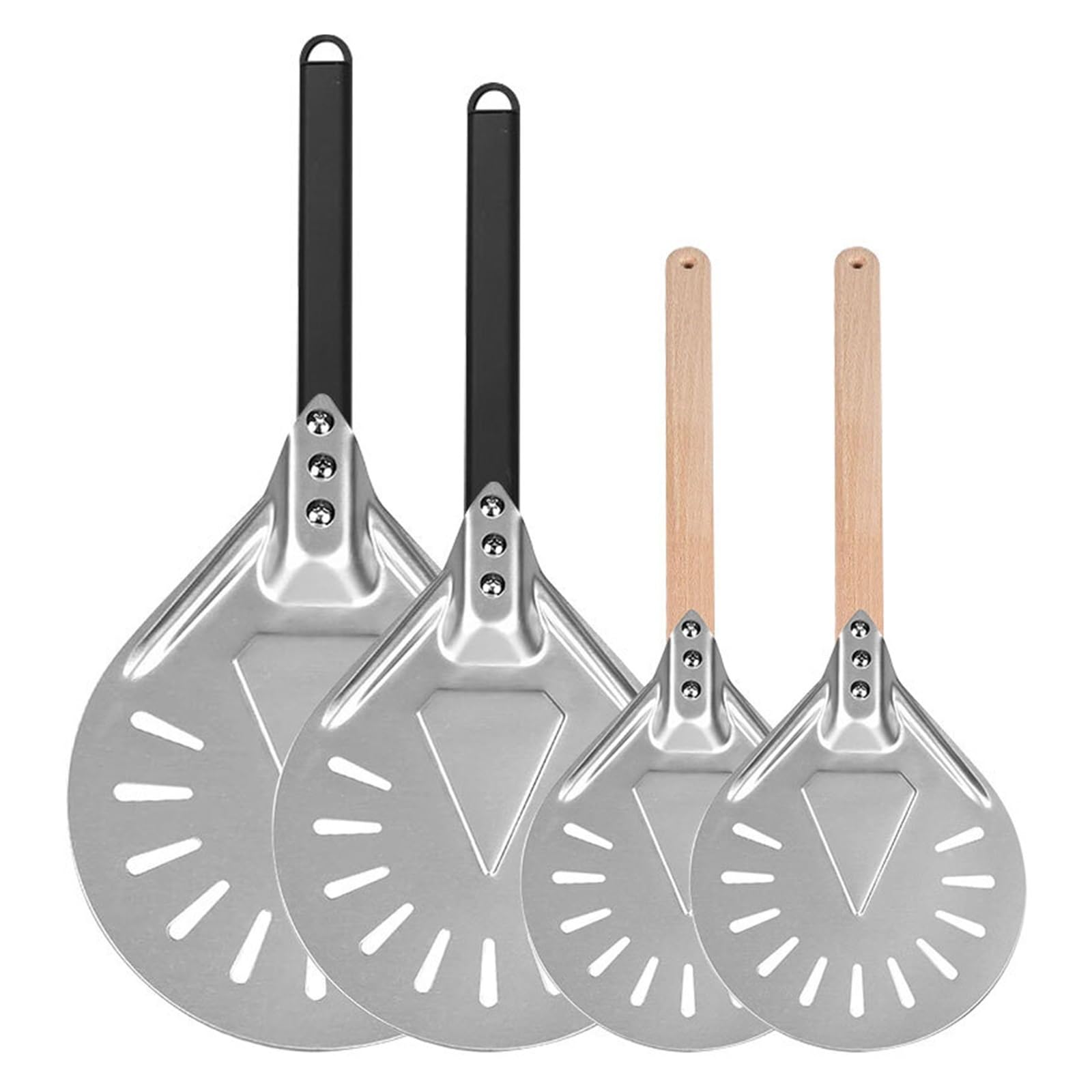Genérico Pala giratoria for pizza perforada redonda de 7/9 pulgadas con mango largo - Accesorio for horno(7 inch Metal Handle)