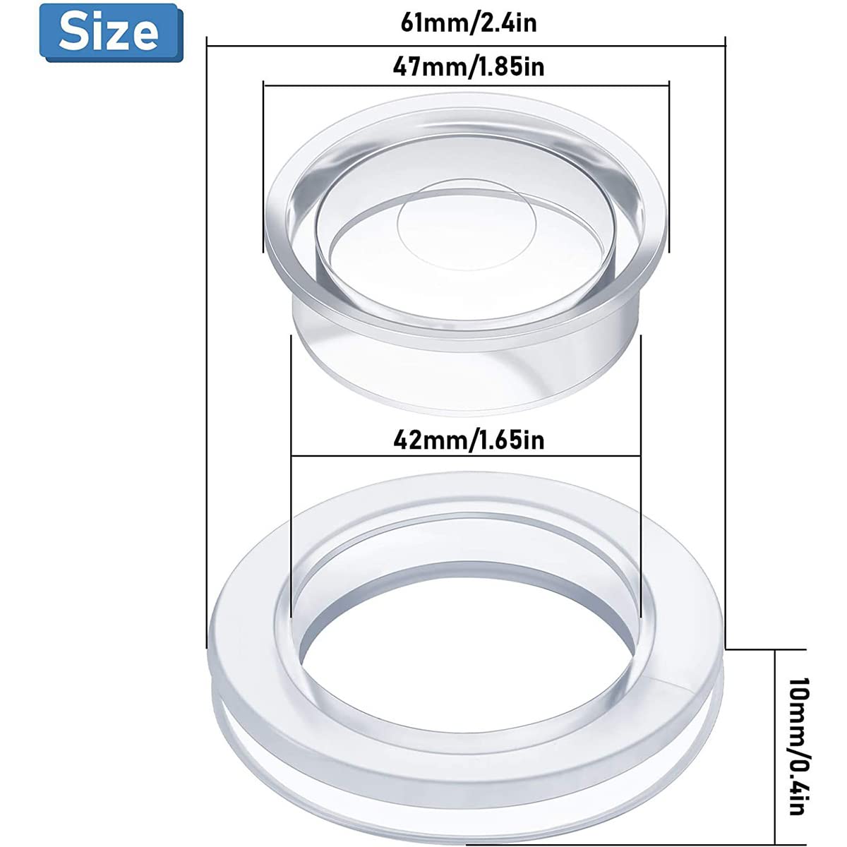 Litoexpe Set di tappi e tappi per ombrelli in silicone da 2 pollici per esterni in vetro, per patio, tavolo, cortile, nero, confezione da 2