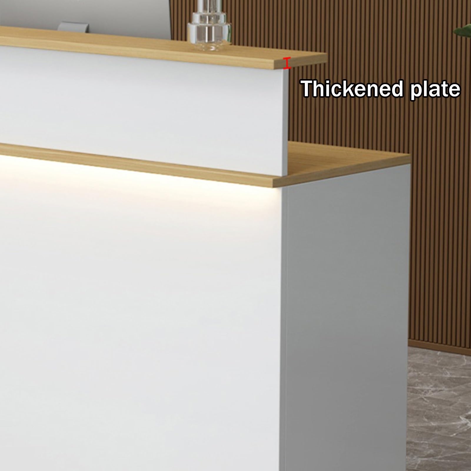 Moderner 120 cm Empfangstisch mit abschließbarer Schublade, stilvoller Thekentisch für Heimbüro und Einzelhandel, elegante Möbel für Empfangsbereiche