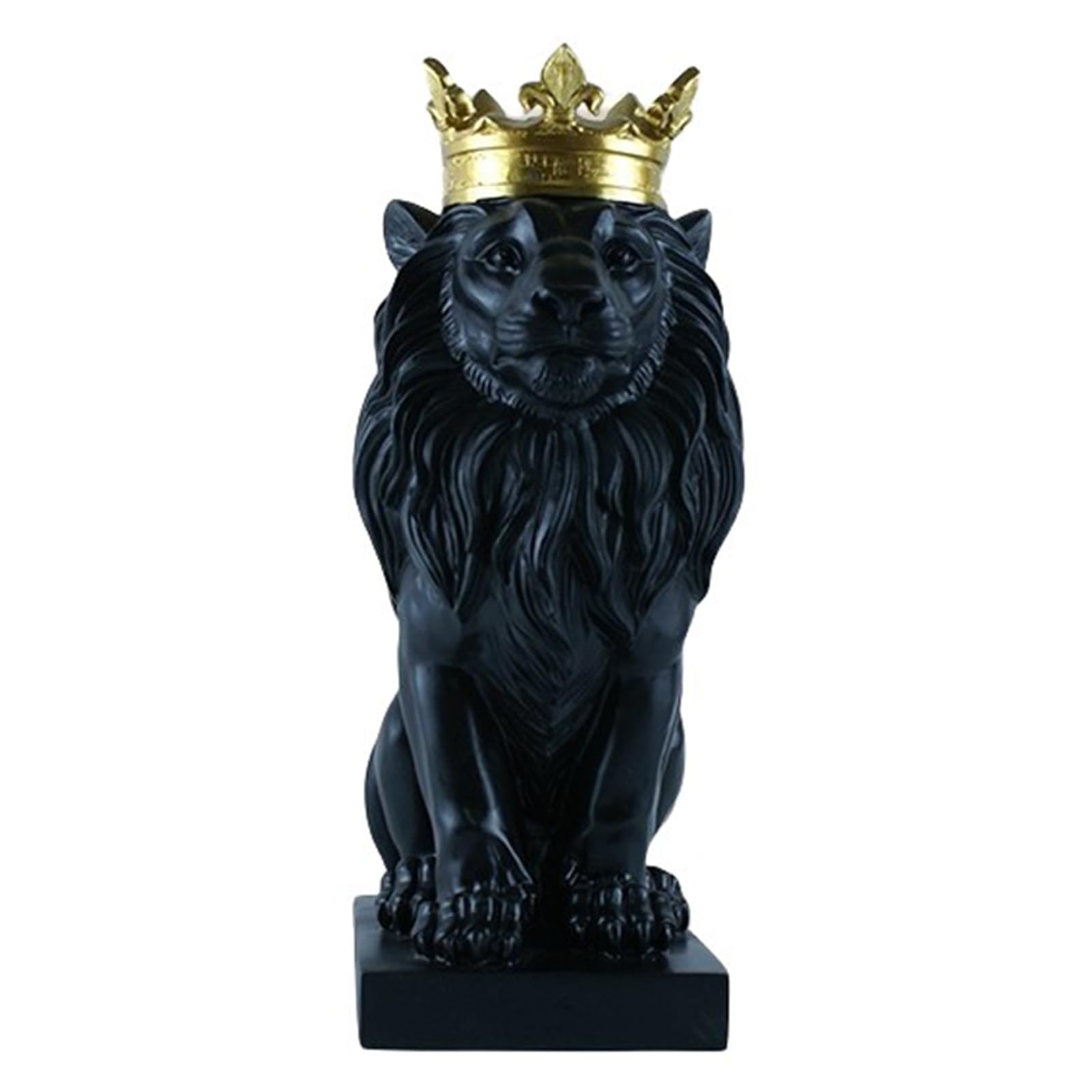Zyqixluk Black A Crown Lion King Statue Sculpture Lion Statues Nordic Style Home And Study Decoration Lion Decor Abstract Geometric Sculptures Resin Animal Figurines Indoor And Home Office Gifts ,,13*19*36
