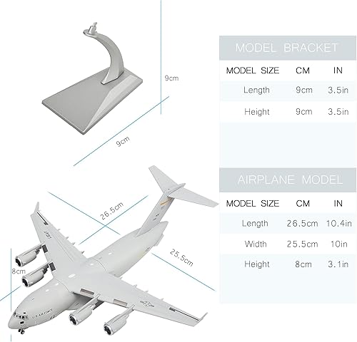 Miniatura 5 de Busyflies Fighter Jet Modelo 1200 Air Force C17 modelo de avión de combate militar fundido a presión para colección y regalo
