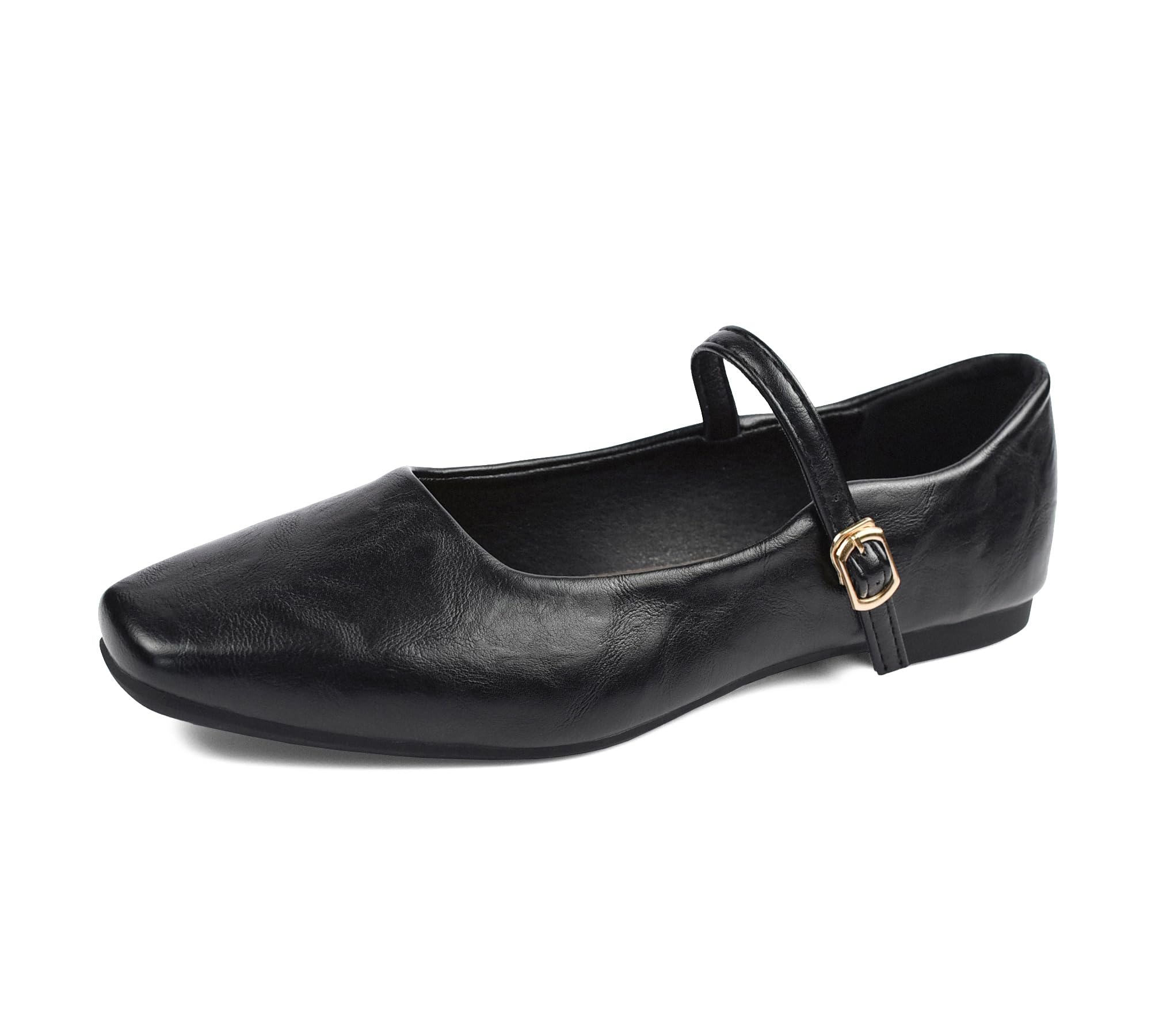 Ballerinas Damen Mary Jane Flache Schuhe Elegante Schwarz