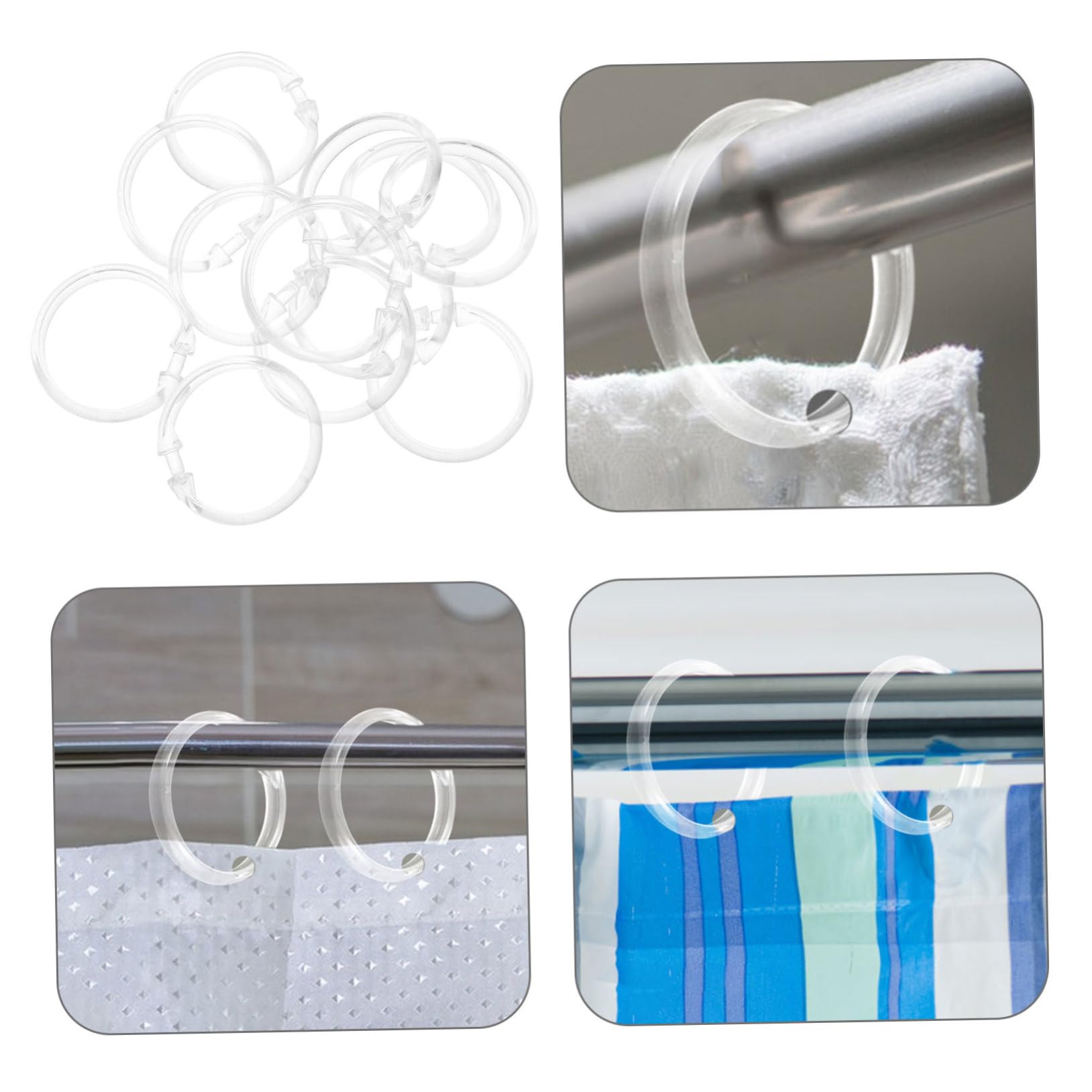 50 Pezzi Anelli per Doccia in Plastica Trasparente con Chiusura Scatto Sicura Anelli Bagno Resistenti Compatibili con Asta Doccia e Tende Spesse Accessori Bagno Multifunzionali