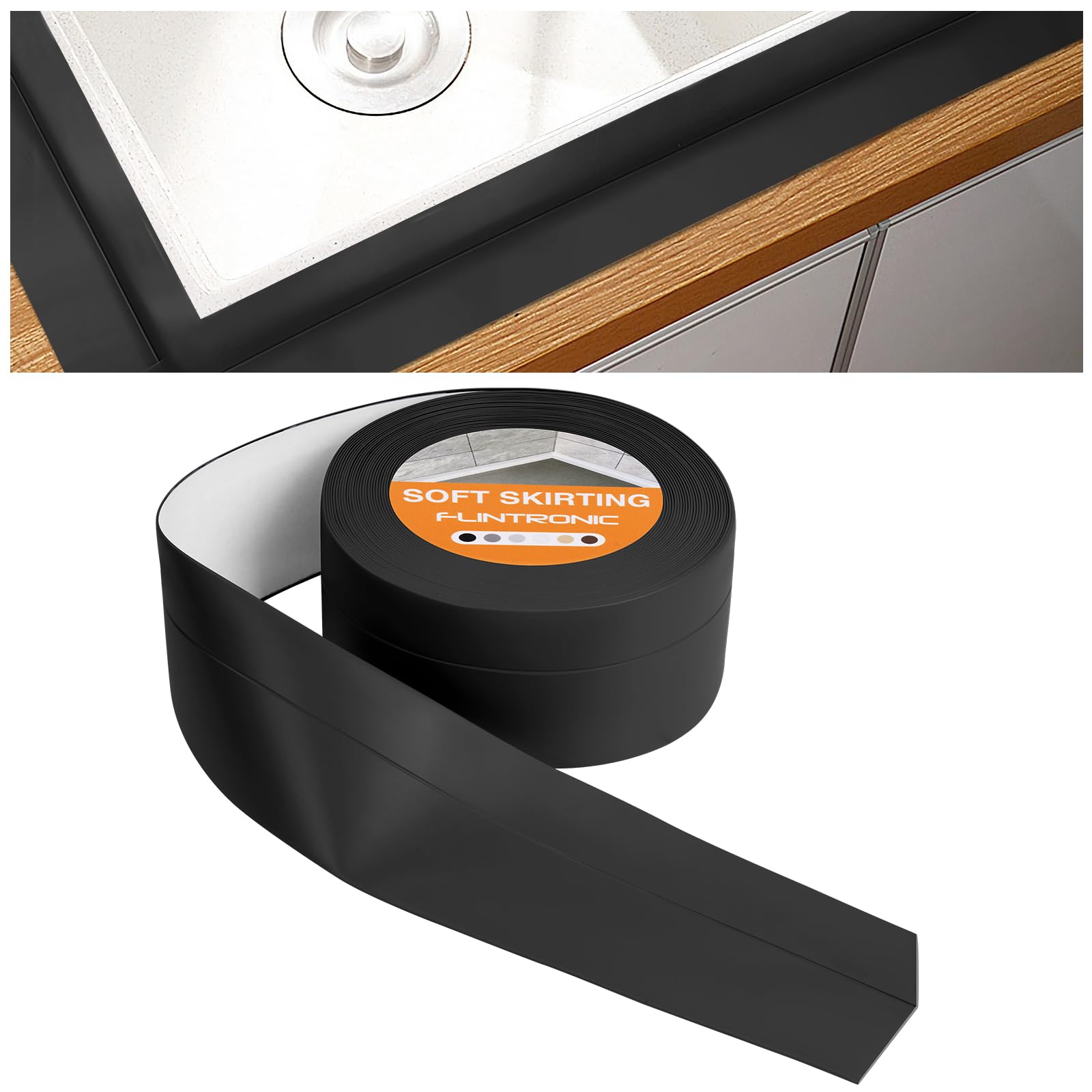 flintronic Bath Sealant Strip, 10m/32.8ft Self Adhesive Sealant Strip, Waterproof, Oilproof and Mildewproof Sealant Tape, Caulk Strip for Kitchen, Sink, Bathroom, Toilet, Wall Corner