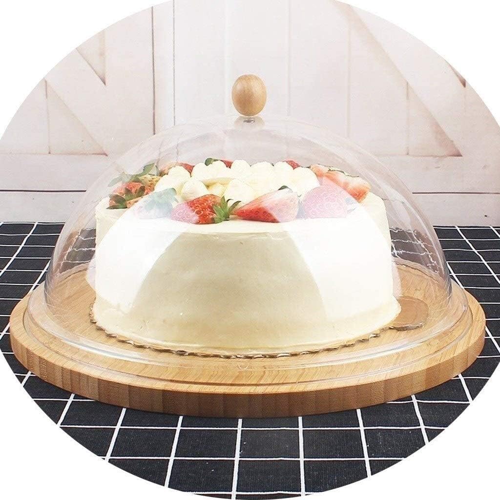 Round Cake Box Grooved Wooden Disc Pizza Cake Tasting Tray Western Restaurant Cake Stand Plastic (Size : 28.528.517.5CM) (28.5 * 28.5 * 17.5CM) ()