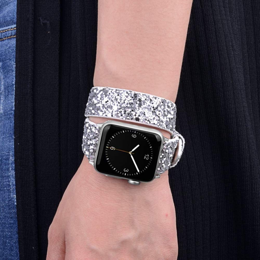 İwatch İçin 1,2,3,Vers 42mm 4-44mm Çift Tur Deri Sim İşlemeli Kordon