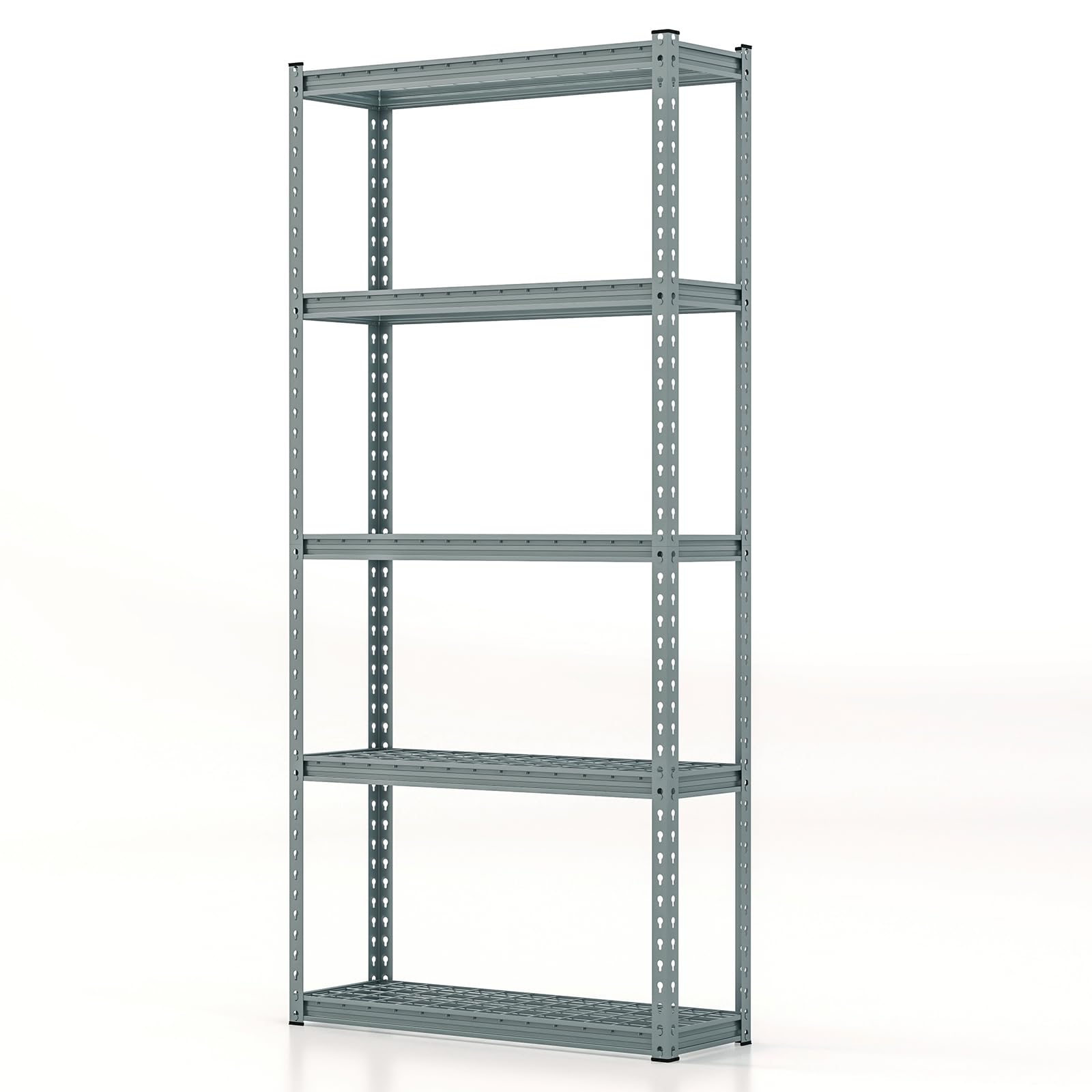 Giantex 5-Tier Storage Shelves, Height Adjustable Metal Storage Utility Rack Shelf with Anti-Tipping Device, Heavy Duty Garage Shelving for Warehouse, Basement, Kitchen, 35.5" x 12" x 72", Grey-picture-34
